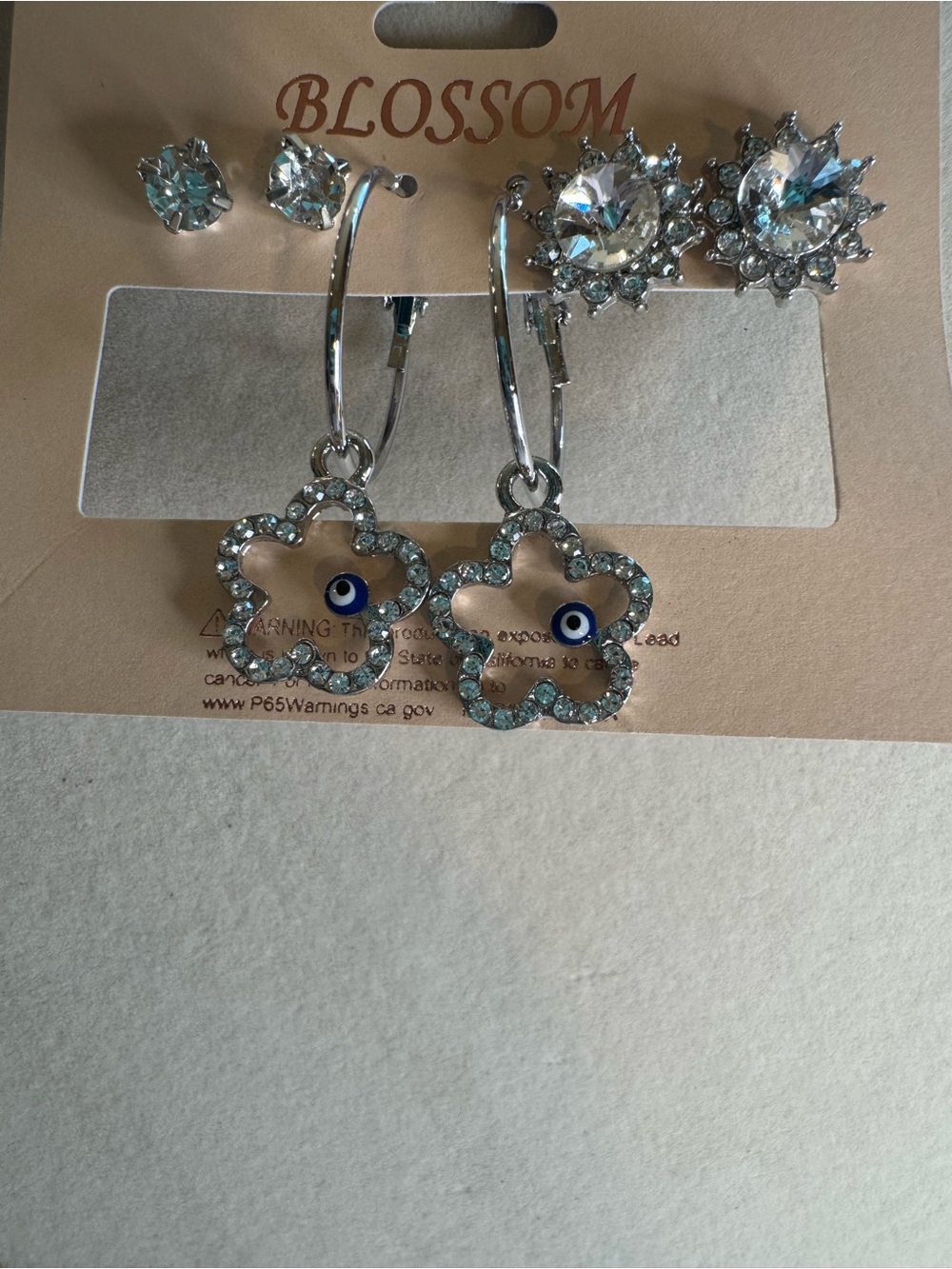 NWT Blossom 3pk silver tone earrings